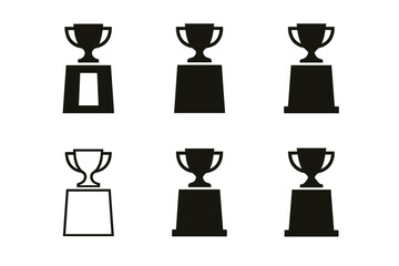 Wall Mural - Award Logo Variations. Award presentation. Set Logo of Ceremony: podium with award. harmonious logo variations of the same emblematic concept, each with