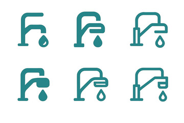 Wall Mural - Aerator Tap Logos. Tap with aerator. Set Logo of Tap with aerator: filtered water tap. harmonious logo variations of the same emblematic concept, each with