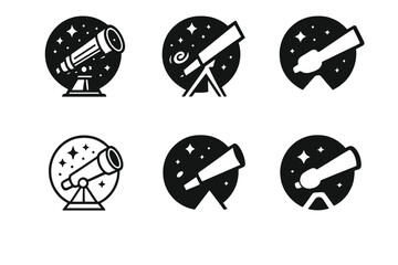 Wall Mural - Space Telescope Logos. space telescopes. Set Logo of space telescopes: Deep Field View. harmonious logo variations of the same emblematic concept, each with
