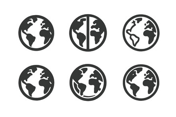 Wall Mural - Global Map Logos. Global Map. Set Logo of Global Map: stylized atlas view. harmonious logo variations of the same emblematic concept, each with different