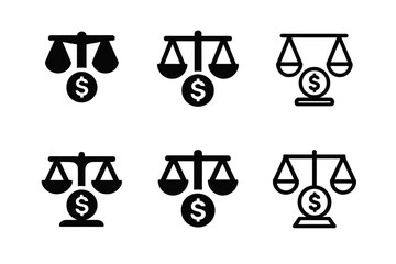 Wall Mural - Minimum Wage Logo Variations. Minimum wage laws. Set Logo of Minimum wage laws: Justice scales with coin. harmonious logo variations of the same emblematic
