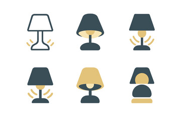 Wall Mural - Sleep Logo Variations. Sleep environment. Set Logo of Sleep environment: bedside lamp with soft glow. harmonious logo variations of the same emblematic