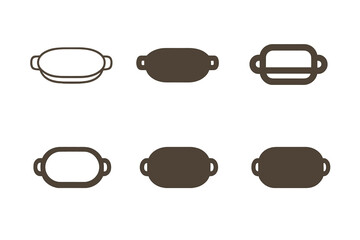 Wall Mural - Artistic Tray Logos. Placing decorative trays on tables. Set Logo of Placing decorative trays on tables: brass tray. harmonious logo variations of the same