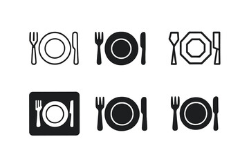 Wall Mural - Banquet Logo Variations. Banquet. Set Logo of Banquet: table set with plates and cutlery. harmonious logo variations of the same emblematic concept, each with