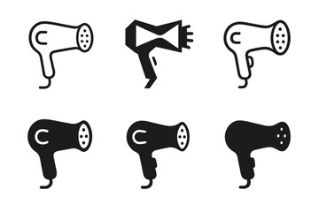 Wall Mural - Blow Dryer Logos. Blow dryer and styling tools. Set Logo of Blow dryer and styling tools: Diffuser attachment. harmonious logo variations of the same