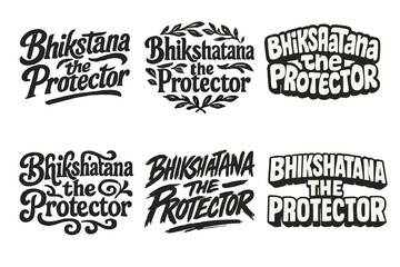 Wall Mural - Creative Lettering Grid. Bhikshatana the Protector. Set lettering. harmonious lettering variations of the same emblematic concept (Bold hand-lettering with
