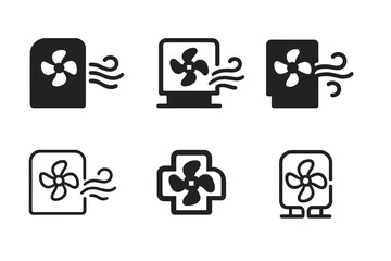 Wall Mural - Workplace Design Logos. Sensory workspace mapping. Set Logo of Workplace design: airflow and ventilation icon. harmonious logo variations of the same