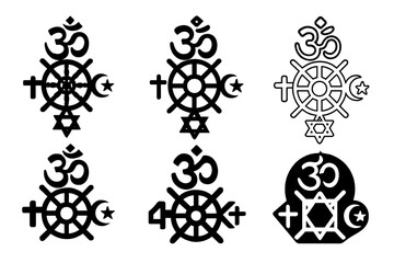 Wall Mural - World Religions Logos. The History of Major World Religions. Set Logo of The History of Major World Religions: iconic symbols of multiple religions. harmonious