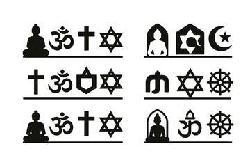 Wall Mural - World Religions Logos. The History of Major World Religions. Set Logo of The History of Major World Religions: timeline of major religious icons. harmonious