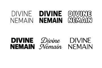 Wall Mural - Diverse Lettering Styles. Divine Nemain. Set lettering. harmonious lettering variations of the same emblematic concept (Modern minimal monoline lettering,