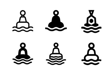 Wall Mural - Diverse Buoy Logos. Open Water. Set Logo of Open Water: floating buoy icon. harmonious logo variations of the same emblematic concept, each with different
