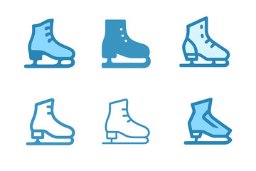 Wall Mural - Winter Skate Logos. Winter. Set Logo of Winter: ice skate. harmonious logo variations of the same emblematic concept, each with different artistic
