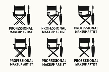 Wall Mural - Makeup Artist Chair Logos. Professional makeup artist?s chair. Set Logo of Professional makeup artist?s chair: Mascara. harmonious logo variations of the same