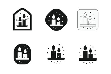 Wall Mural - Dusty Shelf Logos. Dusty Corner Shelf. Set Logo of Interior decor: shelf with candles and dust. harmonious logo variations of the same emblematic concept, each