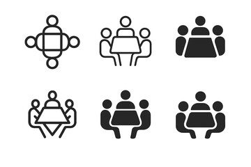 Wall Mural - Logo Variations Grid. Tech startup office space. Set Logo of Startup workspace: collaborative team meeting. harmonious logo variations of the same emblematic