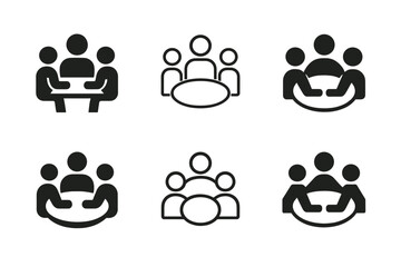 Wall Mural - Diverse Logo Designs. Tech startup office space. Set Logo of Startup workspace: team collaboration icons. harmonious logo variations of the same emblematic