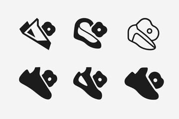 Wall Mural - Climbing Sport Logos. Speed climbing. Set Logo of Climbing sports: climbing shoe and grip icon. harmonious logo variations of the same emblematic concept, each