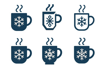 Wall Mural - Winter Cocoa Logos. Winter. Set Logo of Winter: hot cocoa mug. harmonious logo variations of the same emblematic concept, each with different