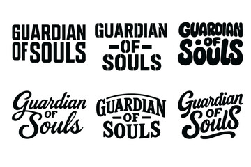 Wall Mural - Diverse Lettering Styles. Guardian of Souls. Set lettering. harmonious lettering variations of the same emblematic concept (Abstract geometric letterforms,