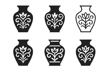 Wall Mural - Vase Logo Variations. Vase. Set Logo of Vase: ornamental patterned vase. harmonious logo variations of the same emblematic concept, each with different