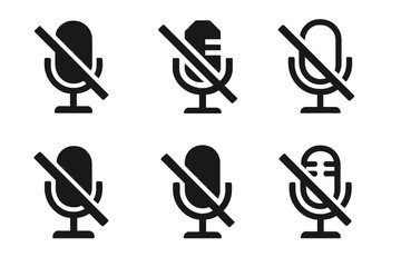Wall Mural - Screaming in Silence Logo. Screaming in Silence. Set Logo of Screaming in Silence: muted microphone. harmonious logo variations of the same emblematic concept,