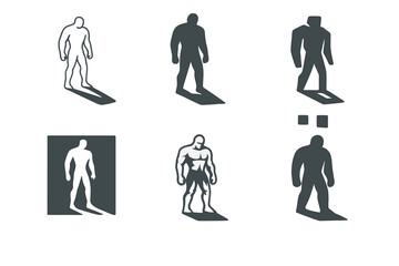 Wall Mural - Titan Logo Variations. Titan. Set Logo of Titan: colossal figure casting shadow icon. harmonious logo variations of the same emblematic concept, each with