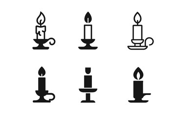 Wall Mural - Harmonious Candle Logos. Candles. Set Logo of Candles: candlestick. harmonious logo variations of the same emblematic concept, each with different artistic