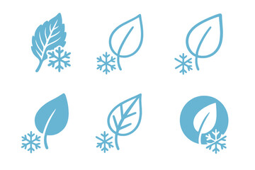 Wall Mural - Winter Frost Logos. Winter Frost. Set Logo of Winter Frost: frosty leaf. harmonious logo variations of the same emblematic concept, each with different