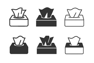 Wall Mural - Tissue Box Logos. Used Tissues. Set Logo of Used Tissues: tissue box with single tissue pulled out. harmonious logo variations of the same emblematic concept,