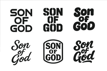 Wall Mural - Diverse Lettering Grid. Son of God. Set lettering. harmonious lettering variations of the same emblematic concept (Abstract geometric letterforms,