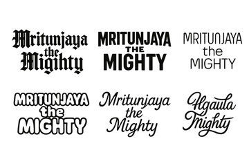 Wall Mural - Mritunjaya Lettering Styles. Mritunjaya the Mighty. Set lettering. harmonious lettering variations of the same emblematic concept (Gothic-inspired decorative