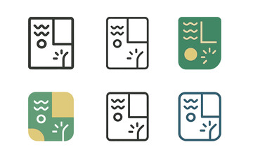 Wall Mural - Sensory Workspace Logos. Sensory workspace mapping. Set Logo of Workplace design: workspace layout with sensory zones. harmonious logo variations of the same