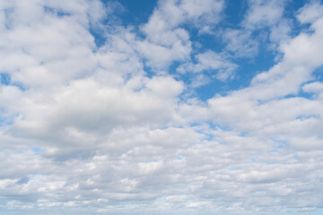 Wall Mural - Skyscape and cloudscape. Sky with clouds. Cloudy skyscape background. Cloudscape sky background. Cloud in the sky. Background with cloud. Gloomy sky with overcast clouds. Blue expanse