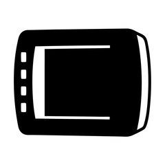 Black graphic tablet device with blank screen and multiple control buttons