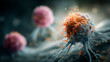 © LElik83 - T-Zellen greifen Krebszellen an, Immunabwehr im menschlichen Körper, 3D-Illustration