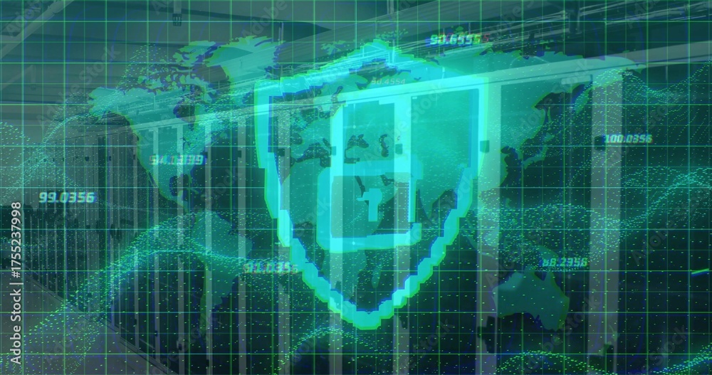 Foto de Stock Displaying glowing shield icon with cross securing data ...