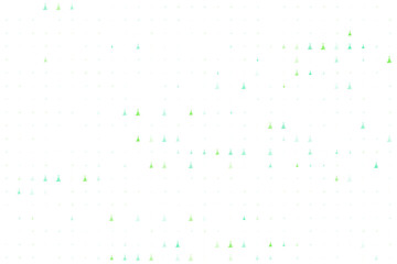 Abstract digital grid background with glowing green and blue triangular data points creating a futuristic technology pattern and network visualization.