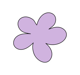 Wall Mural - Groovy y2k flower patch in flat purple abstract shape. Playful sticker adds retro and graphic style with vintage and trendy aesthetic. Contemporary groovy element for creative use.