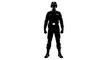 © Ali - Silhouette of a futuristic soldier in full uniform standing at attention.