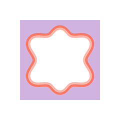 Wall Mural - Groovy scallop border with wavy edge and retro outline. Abstract cute frame with y2k background, unique shape and graphic, trendy edge for vibrant modern or vintage design concepts.