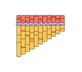 Wall Mural - Groovy y2k music flute sticker with playful and funky retro graphic style. Orange and yellow instrument serves as a cool groovy element, perfect for adding vintage, trendy decoration to any creative