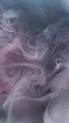Wall Mural - Vertical video. Color smoke texture. Paint water. Defocused blue pink explosion cloud blob mix ethereal liquid spreading on abstract art background.