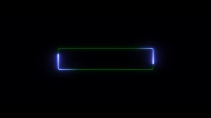 Wall Mural - Glowing Neon light frame rectangle loading icon. neon box footage shape round seamless border retro movement on black background.