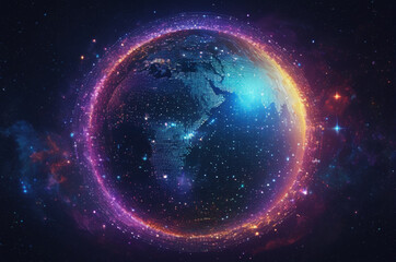 Wall Mural - Digital Aurora of Earth. Generative AI