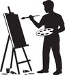 © MC Creative - Artist Silhouette Painting on Easel with Brush Palette Creative Hobby Artistic Occupation
