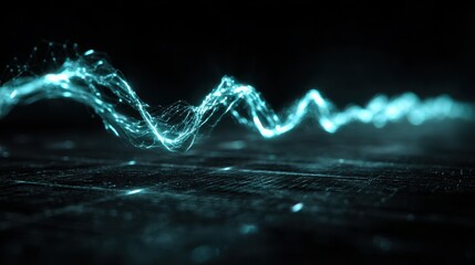 Wall Mural - Vibrant Abstract Glowing Sound Wave Visualization in Dark Space