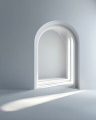 Wall Mural - Empty White Room with Archway and Natural Light Effects