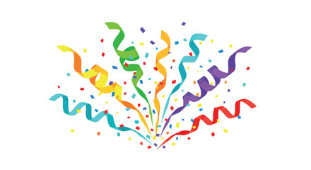 Vector art of colorful confetti and streamers exploding from the center