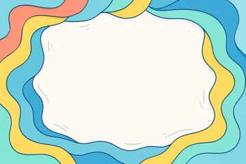 Wall Mural - Abstract colorful wavy frame with central empty white space perfect for creative design banner or poster template with copyspace on light backdrop. Ai generative
