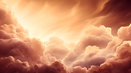 Wall Mural - Majestic sunset illuminating fluffy clouds in a serene sky, evoking tranquility and inspiration for art